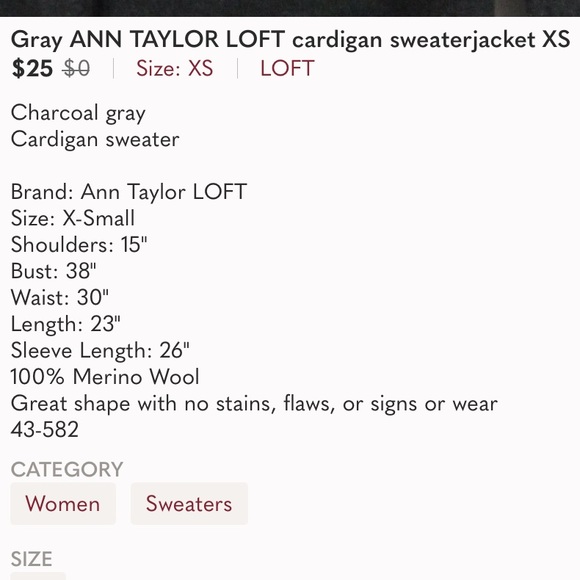 Gray ANN TAYLOR LOFT cardigan sweaterjacket XS - Picture 5 of 5